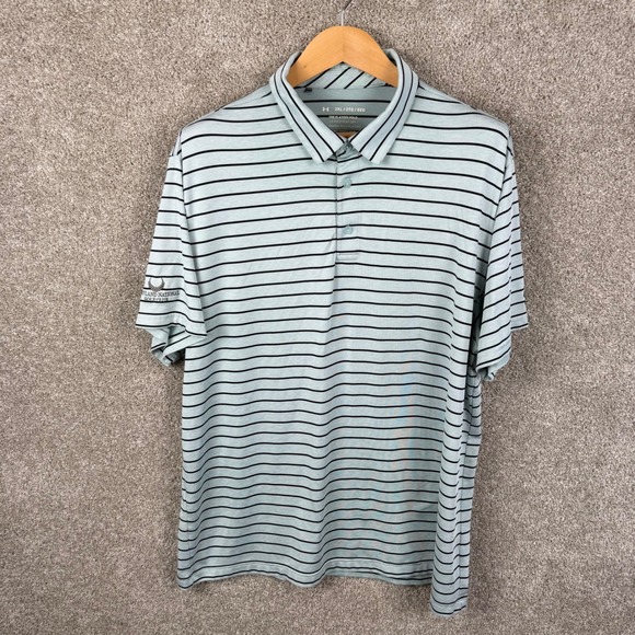 Under Armour Lot of 3 HeatGear Polo Shirts Mens 2XL Gray Green Blue Striped - Picture 7 of 9